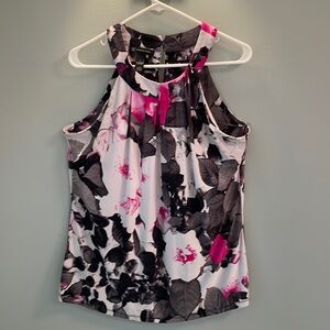 I•N•C sleeveless keyhole top. Black & Hot Pink. Large.